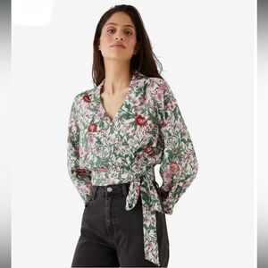 Frank & Oak Botanical Print Wrap Top